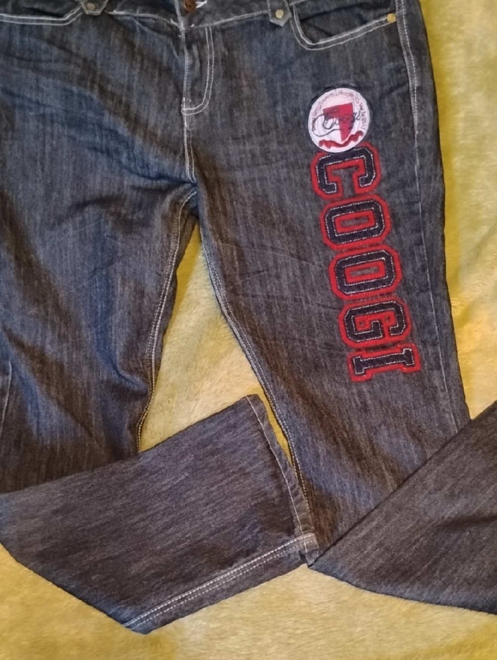 COOGI Dark Blue Skinny Jeans with Red Logo Patch
